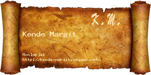 Kende Margit névjegykártya